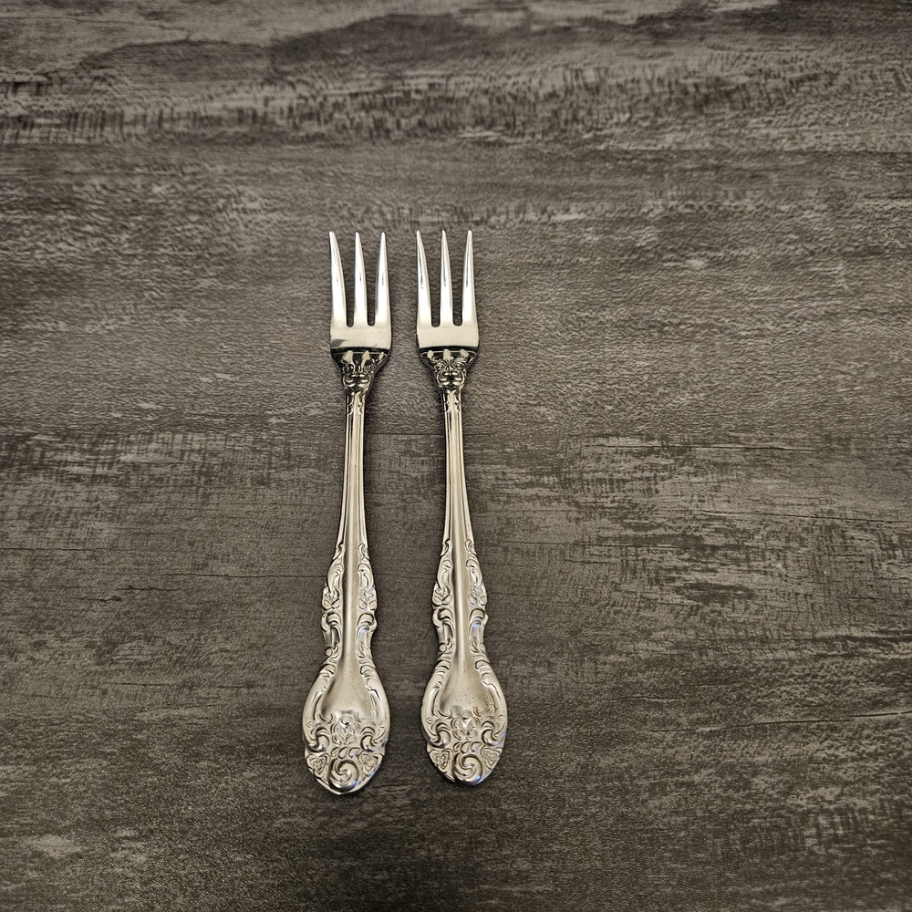 Set of 2 Delco Stainless Steel Flatware Cocktail Appetizer Forks